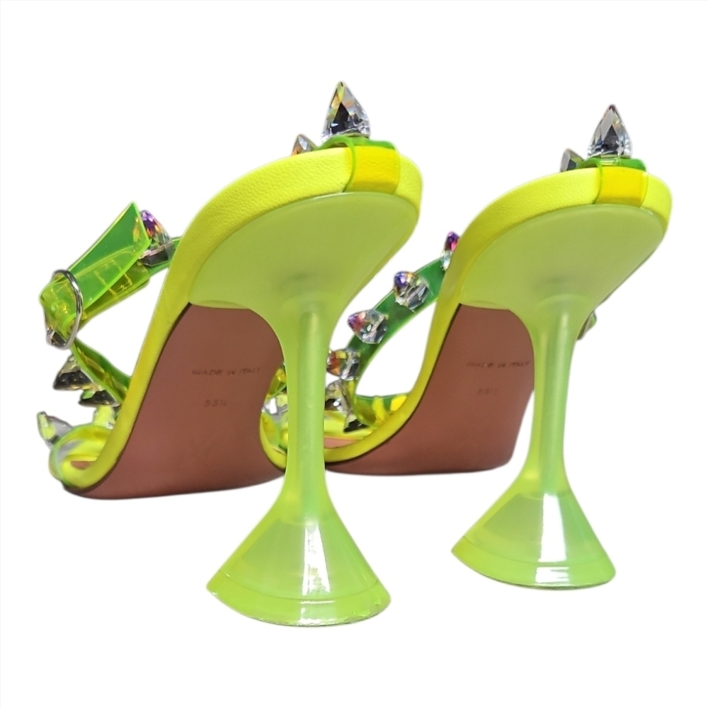 AMINA MUADDI | ​Martini Neon Yellow Crystal PVC Heels EU 36.5 / US 6.5 - Picture 6 of 8